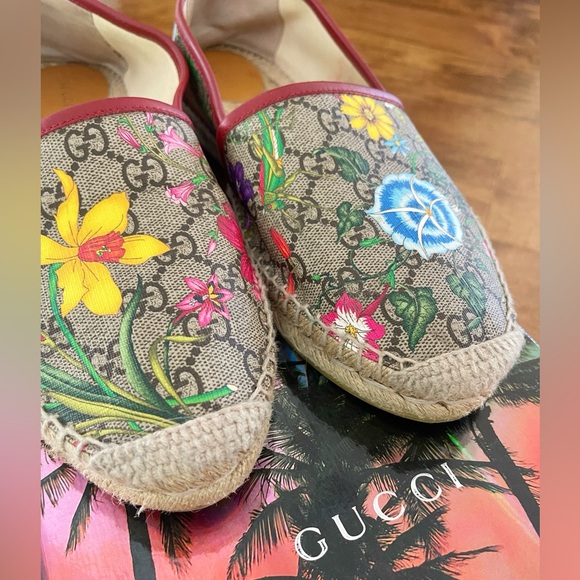 Size 42- Gucci GG Supreme Espadrilles Floral multi - Picture 1 of 7